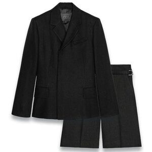 Zara Double-Breasted Linen-Blend Blazer and Bermuda Shorts XS NWT